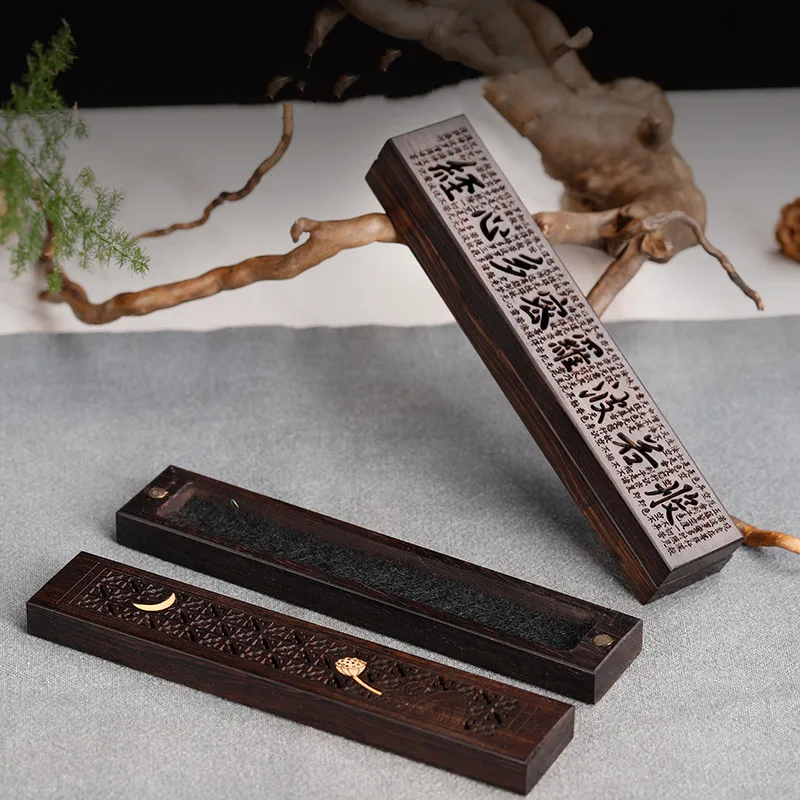 Ebony Sandalwood Incense Box Boxwood Incense Burner Sticks Holder Friendly Home Decor 13cm Length