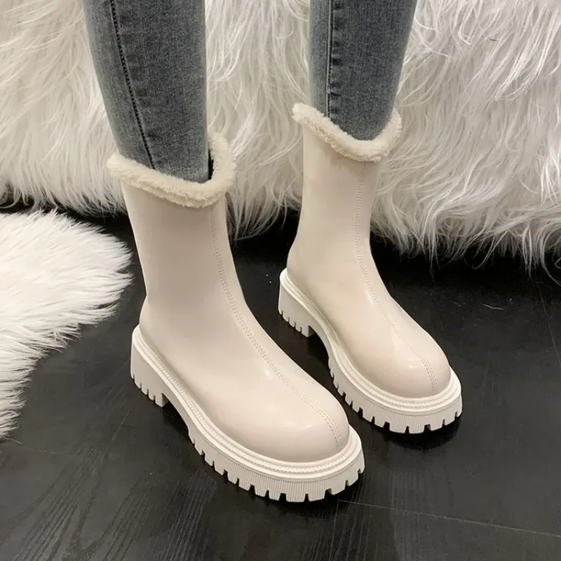 Autumn and Winter Women's Boots New Short Plush Zipper Mid Heel Fashion Boots 2024 Outdoor Matching Brand Design Women's Boots