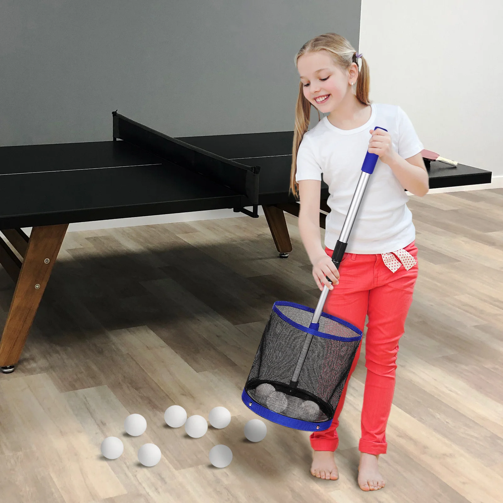 

Сборщик мячей для настольного тенниса Pong Catcher с регулируемой сеткой, большой внутренний объем, вмещает до 120 мячей