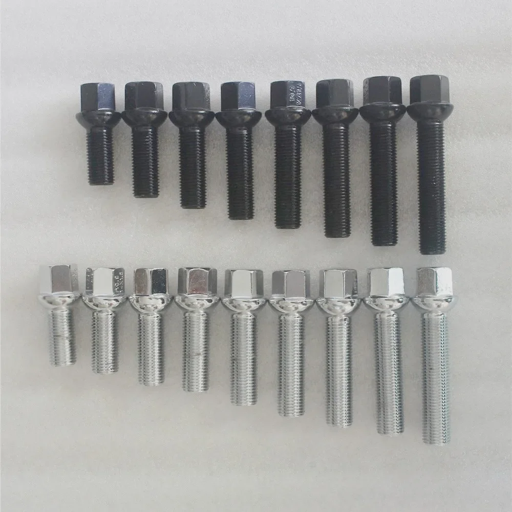 4PCS M14x1.5 볼 시트 R13 휠 러그 볼트 28 31 35 40 45 50 55 60 65mm 생크 벤츠 A B C E S G GLK GLC M ML 휠 너트 썸네일 2