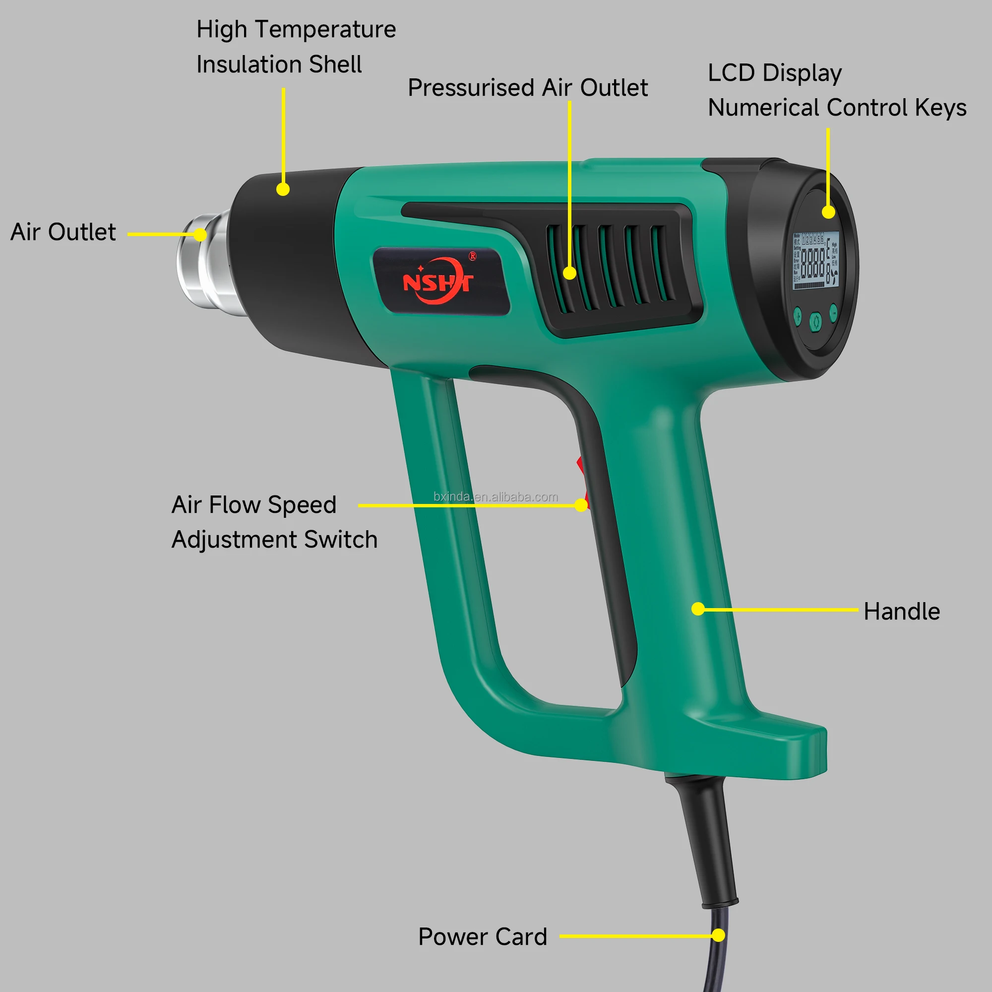 9 Mode Intelligent Digital Temperature Control Fast Heating  LCD Display 2000W Heat Gun High Speed Air Blower Heater Hot Air Gun