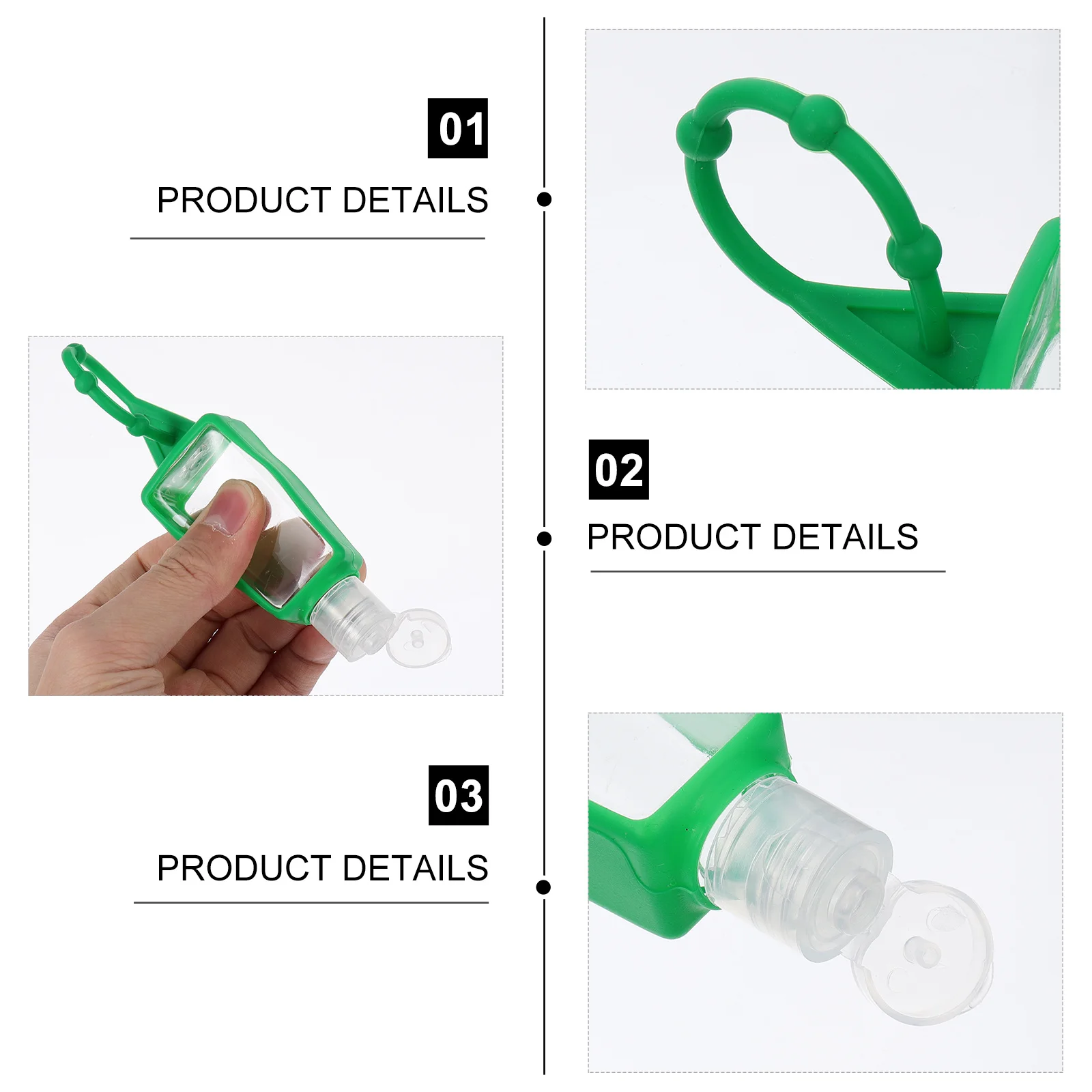 

10Pcs Silicone Hand Holder Bottle Carrier 30ml Mini Empty Travel Dispenser Keychain Bright Colors Easy Carry for Backpack Purse