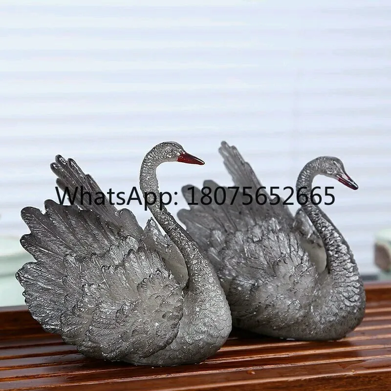 Listed angel male and female swan classy high-grade resin color-changing tea pet