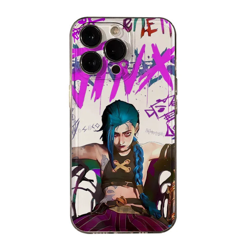 Arcane Jinx Anime Phone Case For iPhone 16 15 14 13 12 11 Mini Pro Max X XR XSMax 7 8 Plus SE20 Transparent Cover