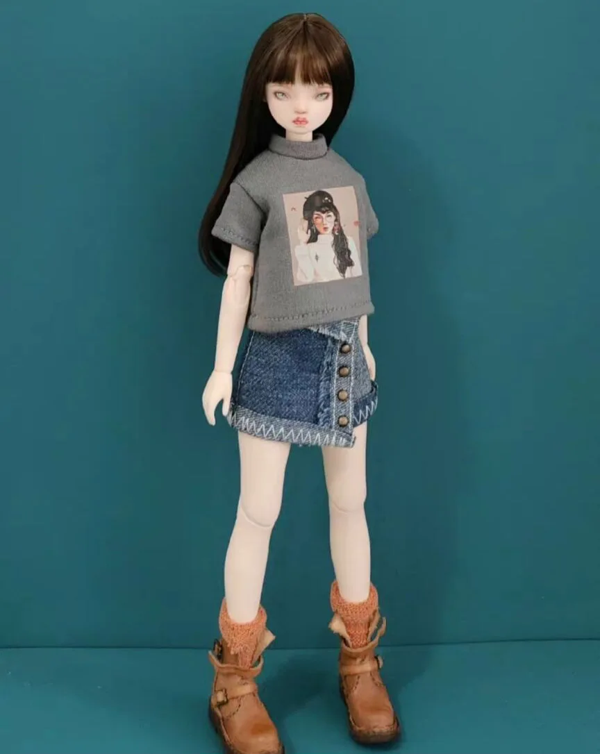 Hot 3pcs Leisure style clothes blythe doll outfit short sleeved/short skirt/socks 1/6 30cm(Fit for Pullip,Ob22/24/26, Licca)