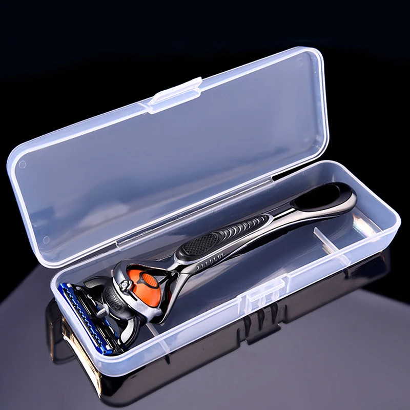 Men Universal Shaver Storage Box Handle Full Transparent Plastic Case Razor Boxs Eco-Friendly PP Shaving High Quality