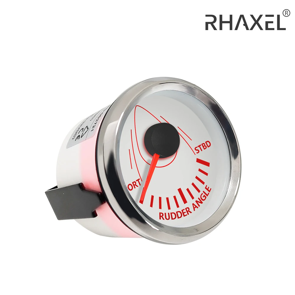 RHAXEL 52mm 85mm Waterproof Rudder Angle Indicator Gauge Meter 0-190ohm for Marine Boat with Red Backlight 12V/24V