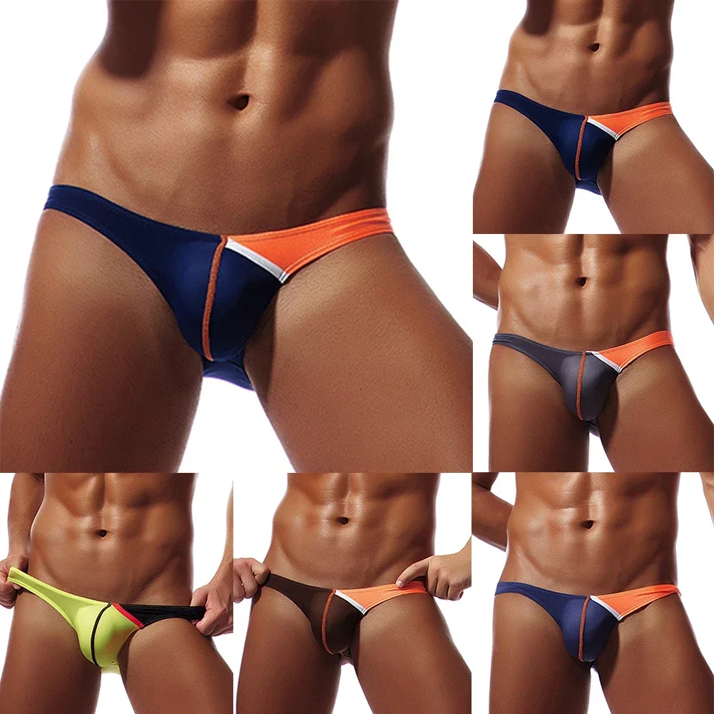 Bikini de seda helada para Hombre, ropa de dormir, calzoncillos, bañadores, ropa interior, pantalones cortos, ropa de playa, bolsa para bulto, Calzoncillos ligeros para Hombre