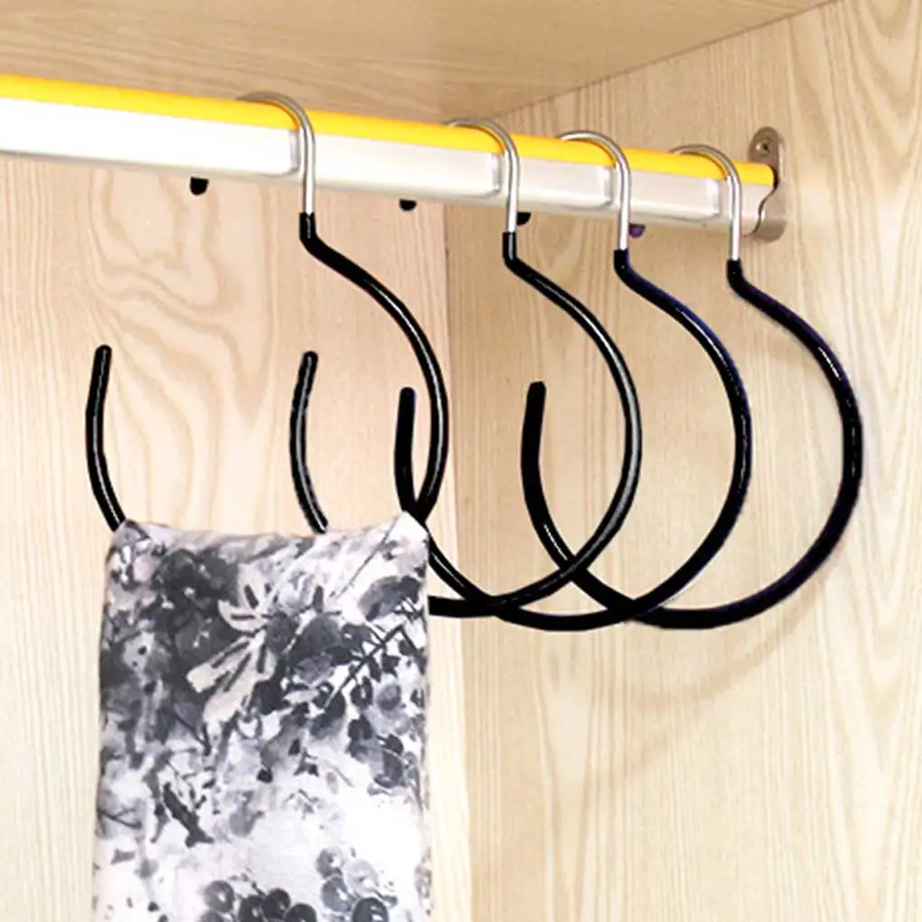 5 Pieces Home Hotel Adults Scarf Hangers Wardrobe Locker Shower Towel Holder Display Rack Multifunctional Black