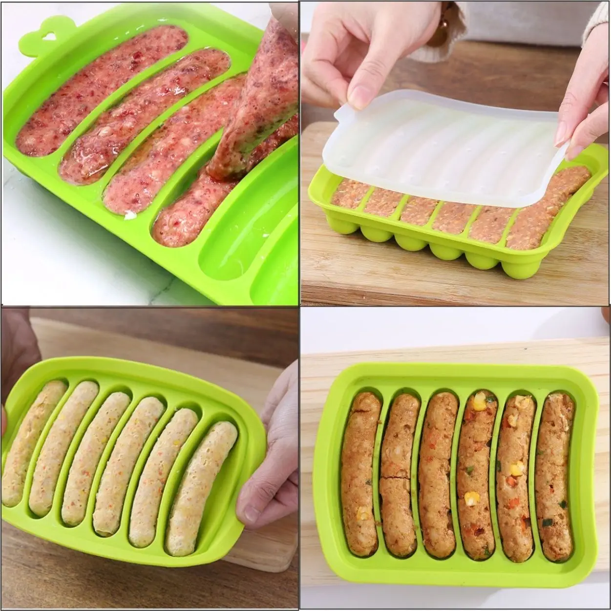 الغذاء الصف سيليكون قالب السجق أداة أغذية الأطفال محلية الصنع لحم الخنزير هوت دوج قالب لوازم الخبز أدوات المطبخ المعجنات #1