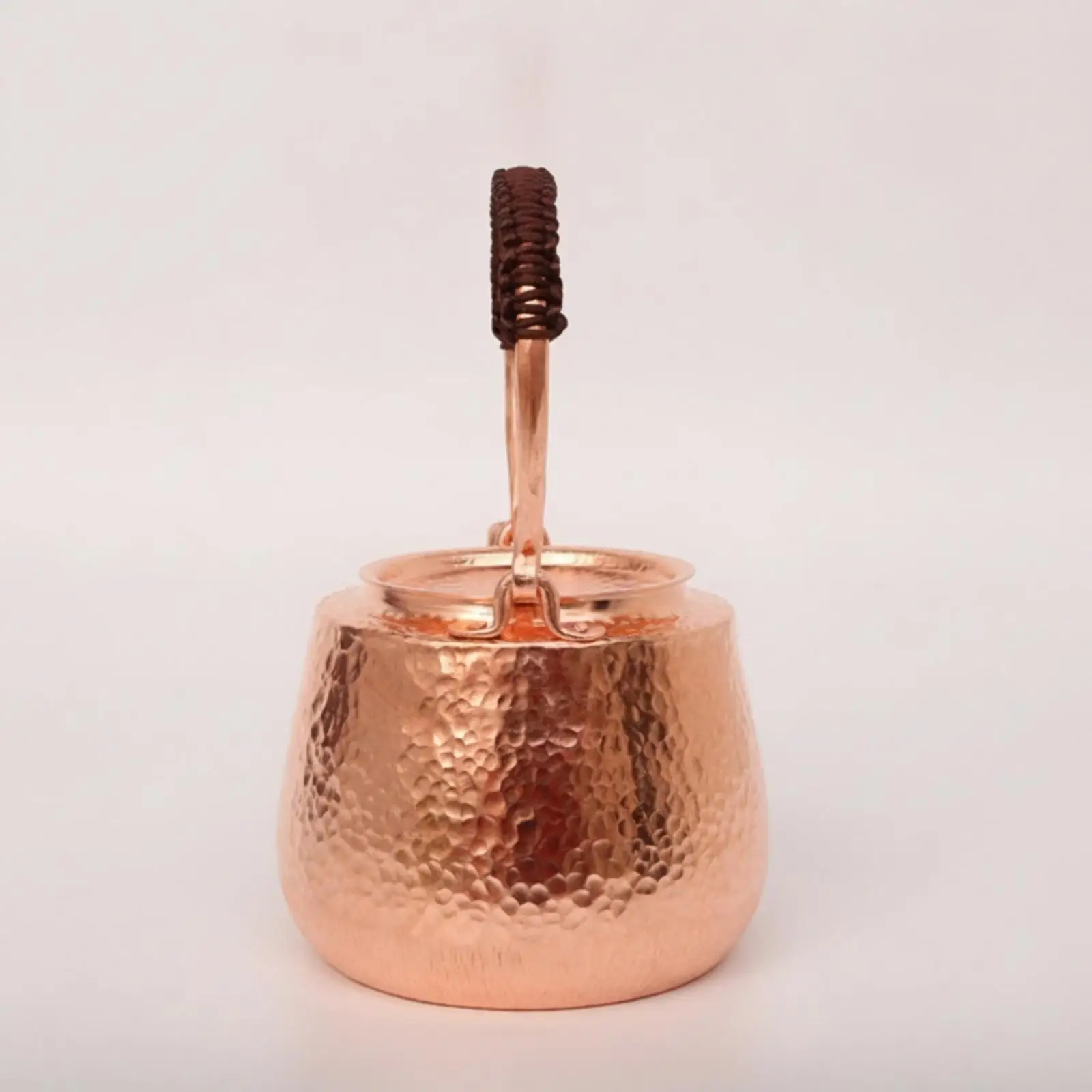 Handmade Copper Teapot Heating Kettle 1200ml with Dimpled Texture for Kitchen Counter Display