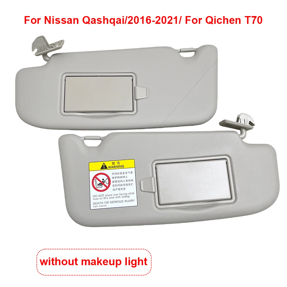Graue Front-Sonnenblende für Nissan Qashqai 2016-2021 Qichen T70 Sonnenschutz-Schminkspiegel ohne Schminklicht LHD Fahrerseite