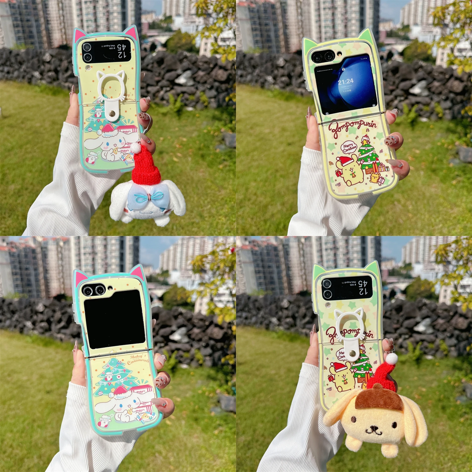 

Christmas Gift Cinnamoroll Cute Sanrio Pom Pom Purin Samsung Galaxy For Z Flip 3 4,Z Flip 5,TPU Fall-proof phone case Z Flip 6