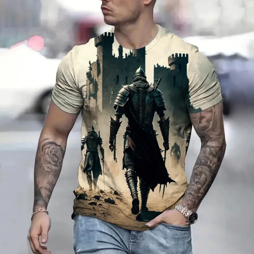 T-shirt Vintage Estiva Knights Templar T-shirt Stampata in 3D T-shirt Da Uomo Casual Streetwear Coppia T-shirt Manica Corta A