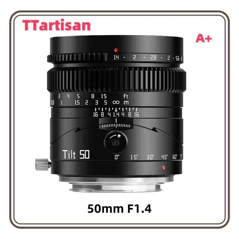 TTartisan 50mm F1.4 Tilt Lens Full-Frame Manual Focus for Sony E M4/3 Canon RF Nikon Z Fuji XF L Mount Mirrorless Cameras