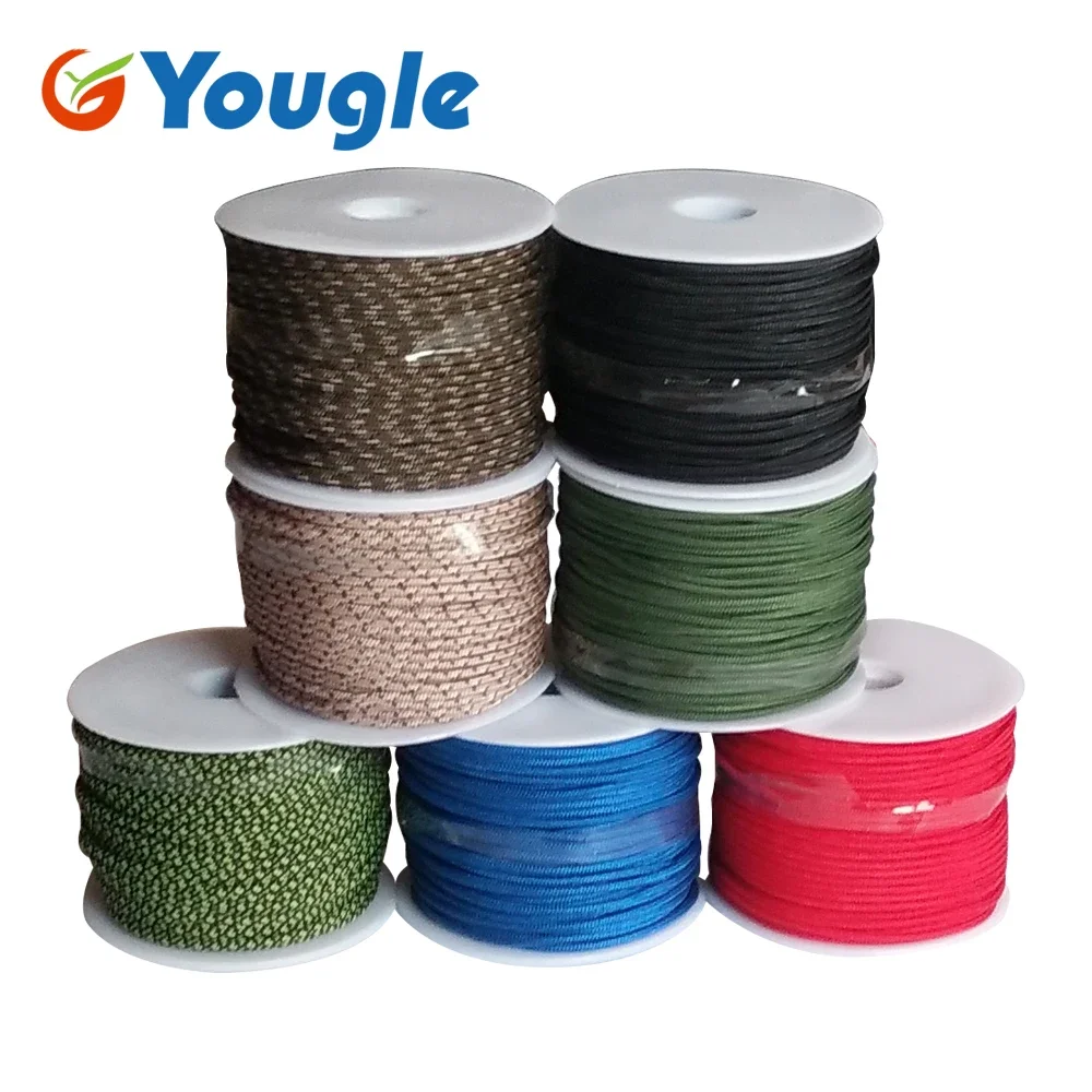 YOUGLE 2mm  3 Strand  High quality Paracord Parachute Cord Outdoor Camping  tent Rope Fishing line Wholesale 164FT 50meters
