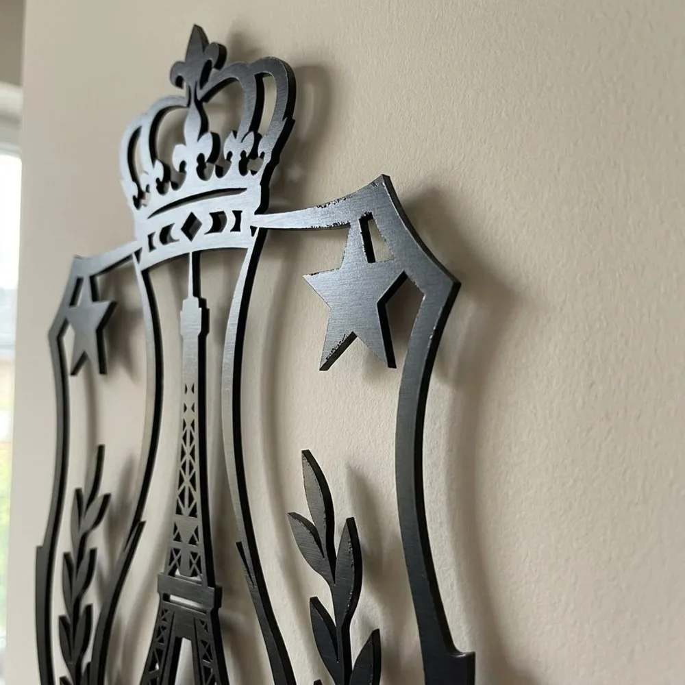 1pc Eiffel Tower Soccer Themed Metal Wall Art Gaming Room Sport Wall Decor Athletic Style Decorative Gift Sports Lovers