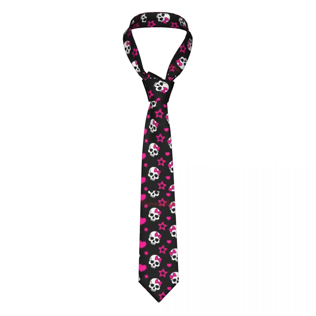 Gothic Pink Skull Necktie Unisex Polyester 8 cm Neck Ties for Men Casual Wide Daily Wear Cravat Party