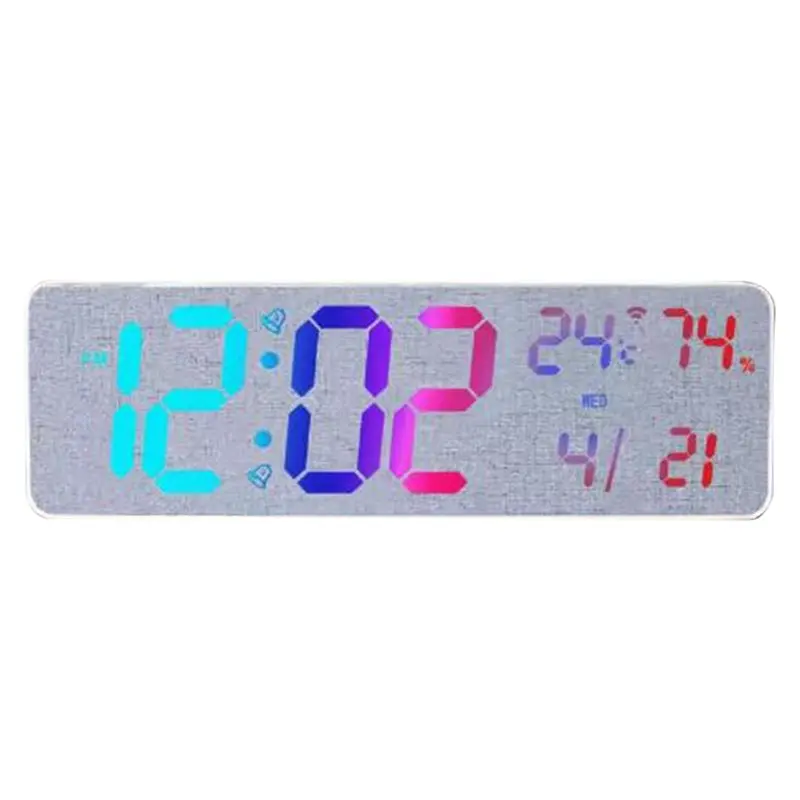 AB66-RGB Digital Wall Clock Bluetooth Time Synchronization LED Display TEMP Humidity Date Week Counter Count-Up/Countdown 12/24H