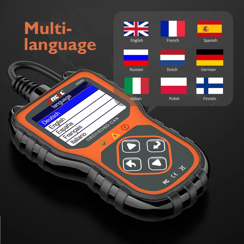 ANCEL AS200 OBD2 Scanner Code Reader Data Stream Automotive Tools Engine Transmission Check Car Scanner Auto Diagnostics Tool