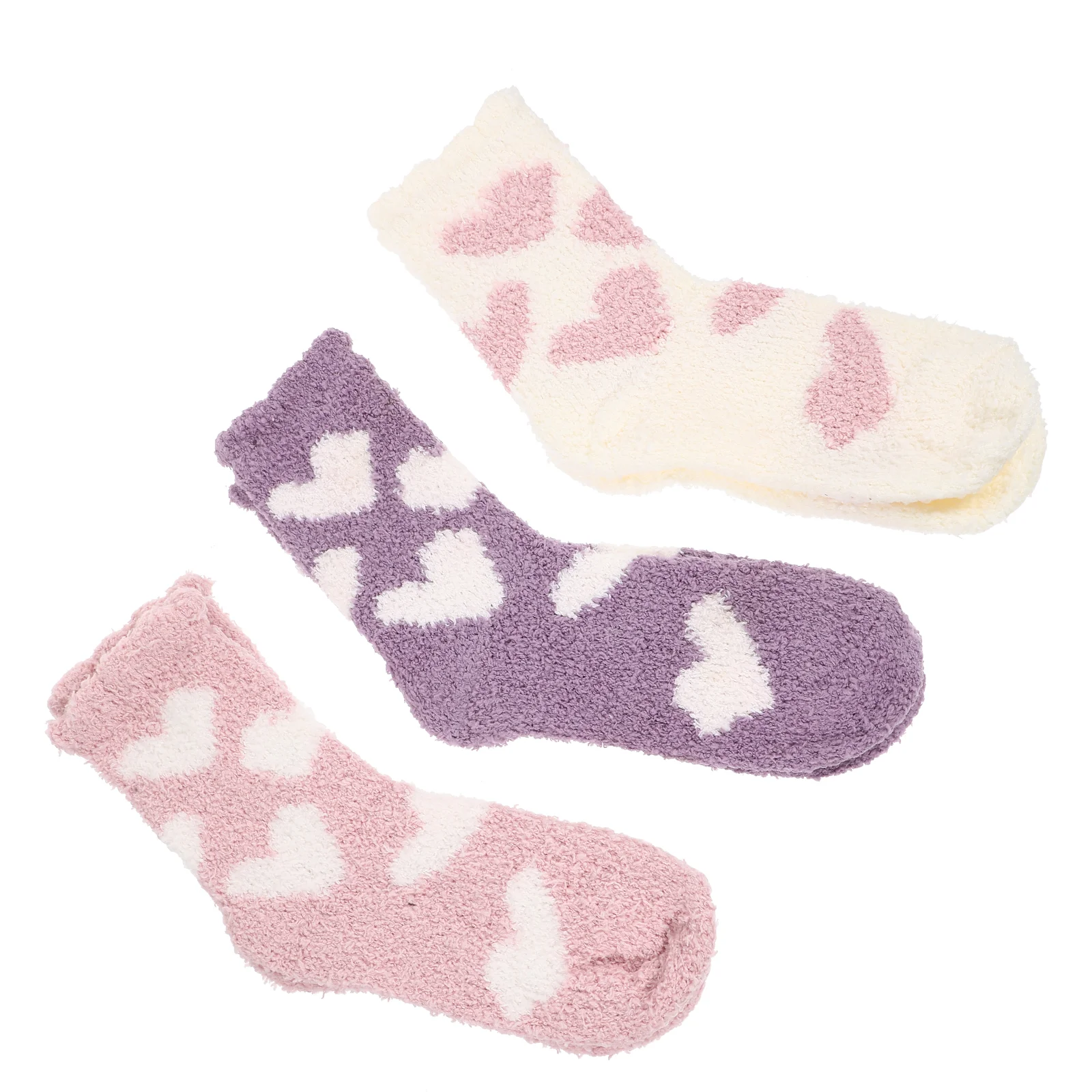 3 Pairs Coral Fleece Socks Durable Comfortable Winter Slippers Women Printed Lovely Room Plush Adorable Warm Fashion