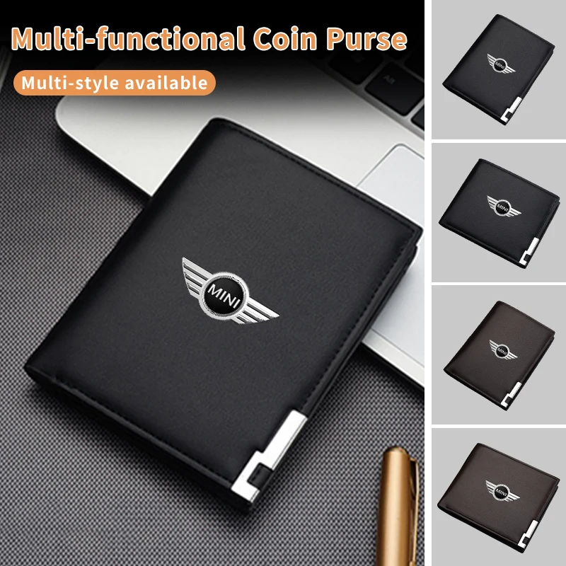 Car Logo Wallet Fashion Leather Short Card Holder Accessories For MINI Cooper One JCW Countryman Clubman R58 R59 R57 R55 F55 F56