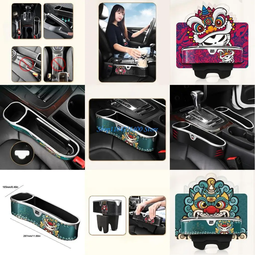 

y1gd Car for Seat Filler Front for Seat Storage Box Auto Interior Supplies with Cup Holder for Drink Cellphones