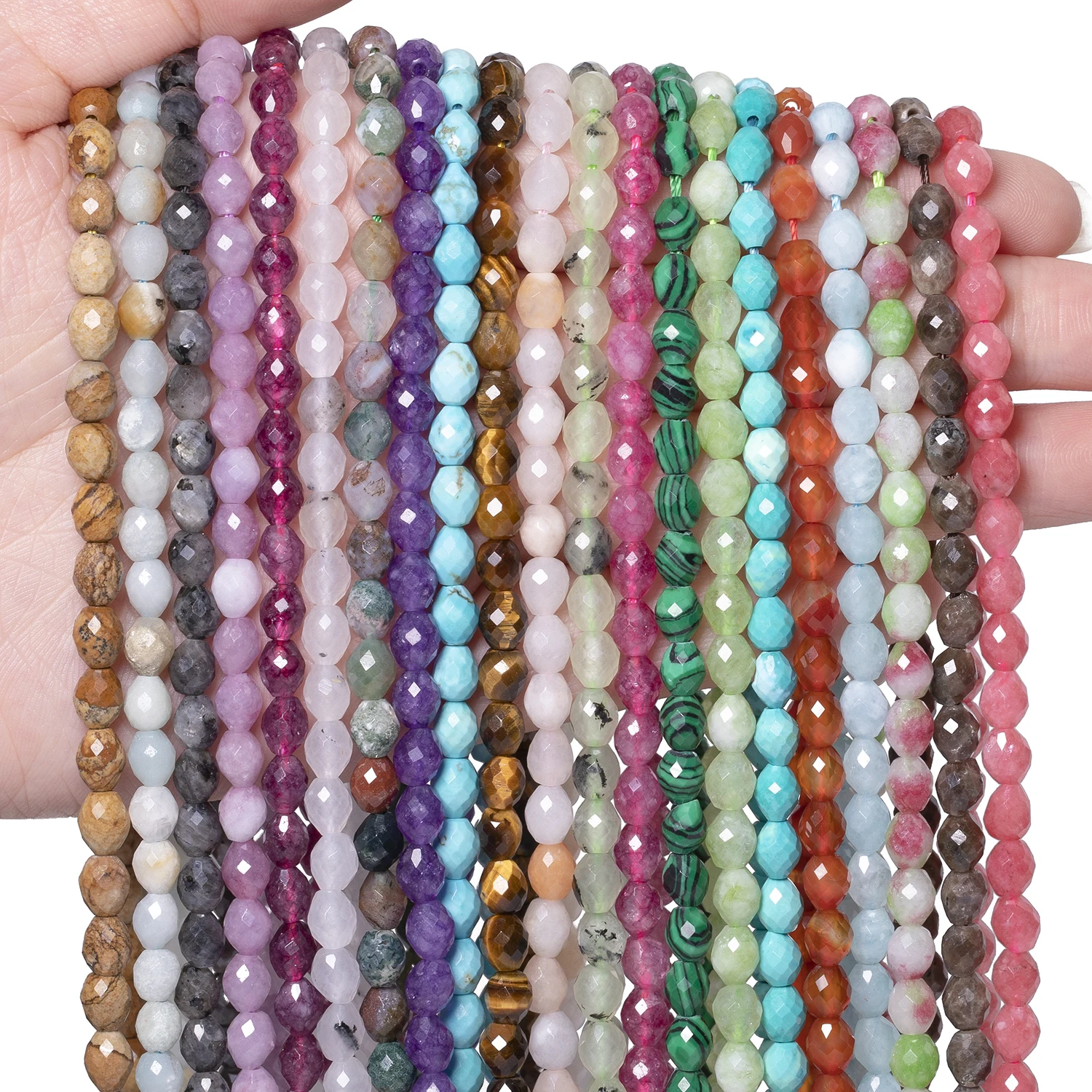 5x6mm Natural Oval Shape Prehnite Amazonite Stone Beads Faceted Loose Beads For Jewelry Making DIY Charms Bracelet Necklace