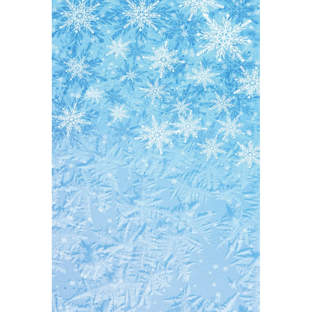 

Laeacco Winter Blue Snowflake Backdrop Falling Wonderland Ice World Scene Christmas Kid Birthday Portrait Photography Background