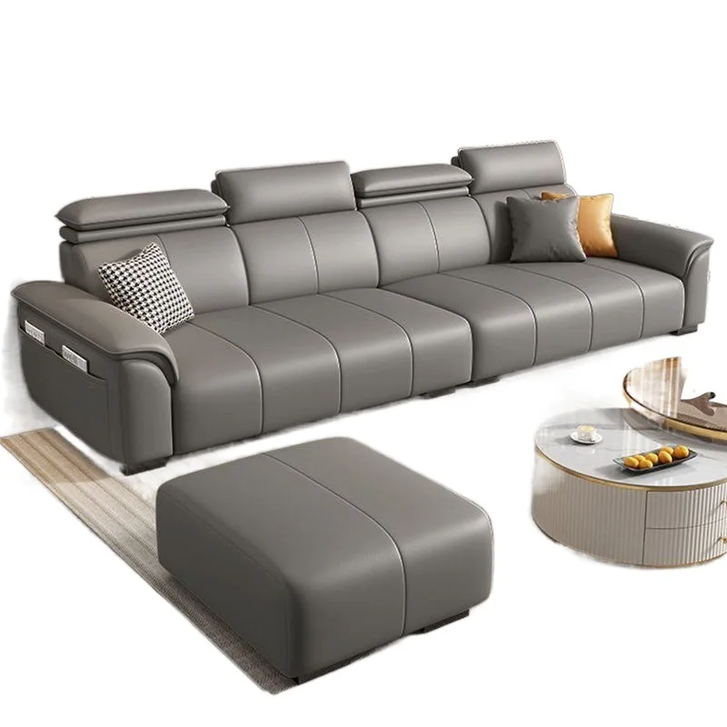 

New leather sofa simple modern light luxury piano key small apartment