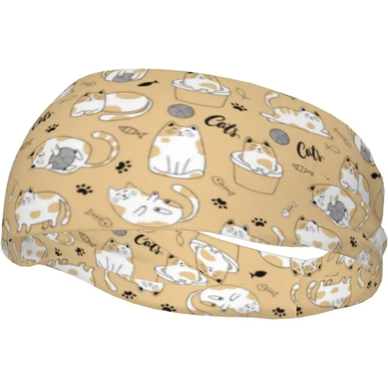 

Cats Pattern Print Headbands Non Slip Sweatband Fashion Summer Hair Bands for Tennis Basketball Running Gym Working Out