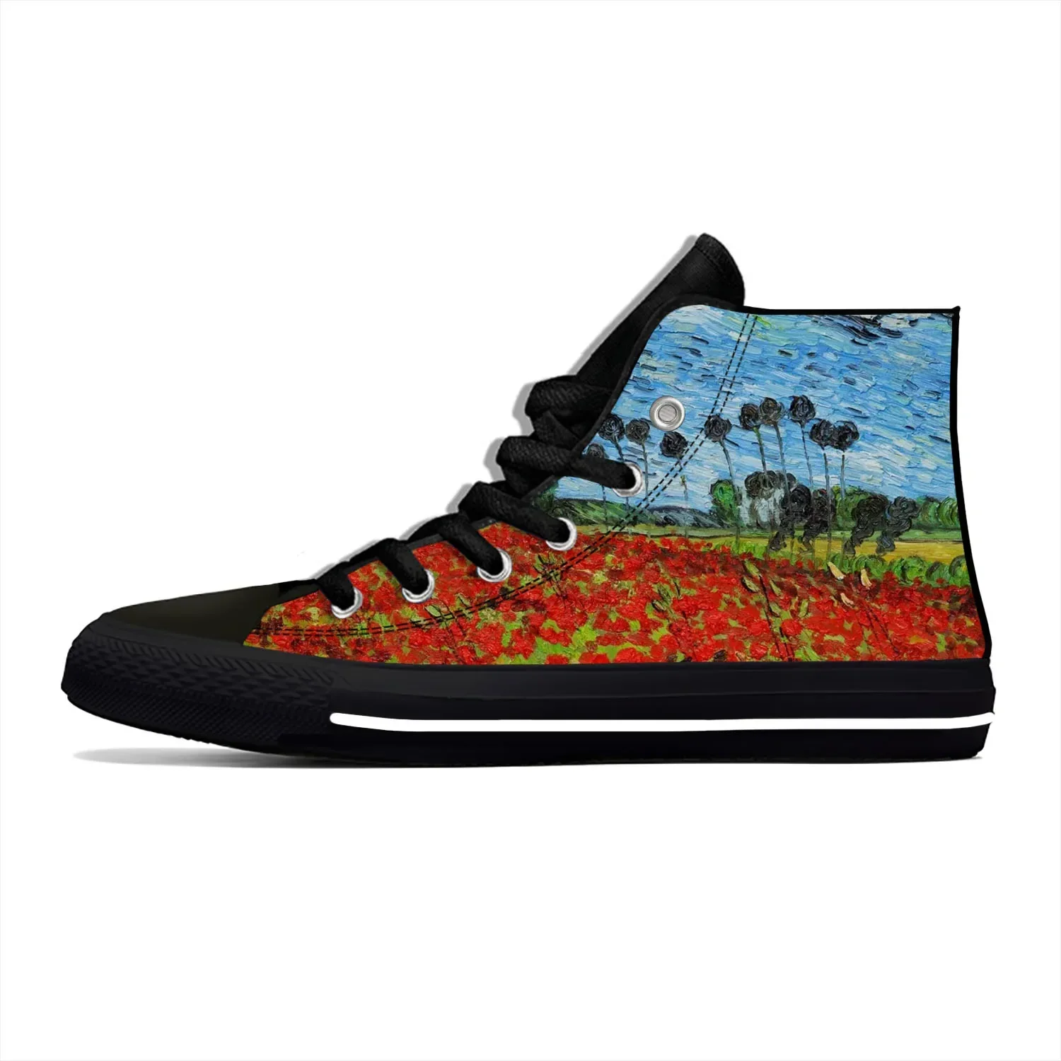 Van Gogh Oil Painting Starry Night Novelty Design Fashion High Top Canvas Shoes Men Women Casual Sneakers Classic Board Shoes