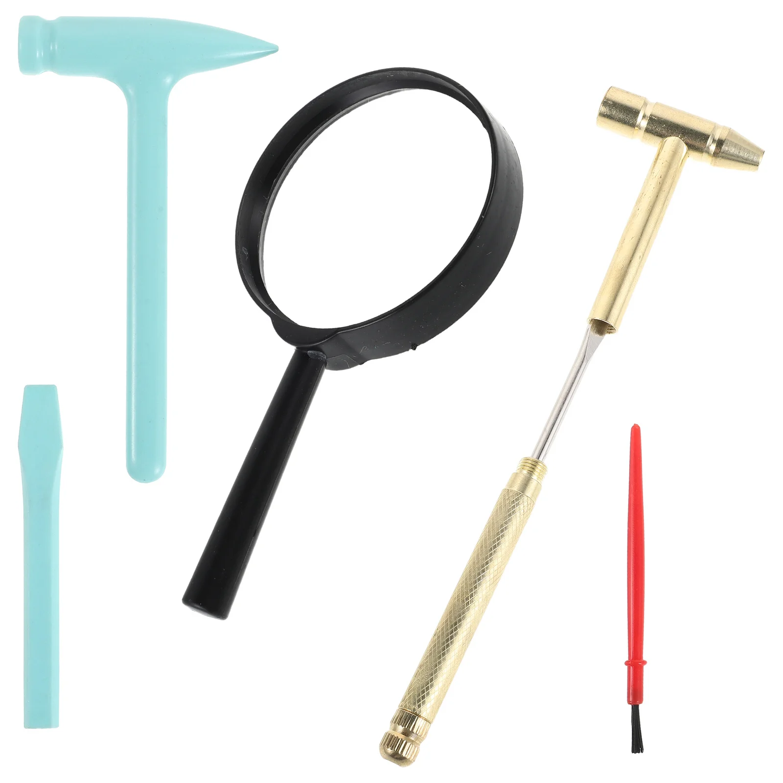 

1 Set Archaeological Dig Tools Kids Metal Excavation Kit With Hammer Chisel Brush Magnifier For Pretend Play Outdoor Treasure