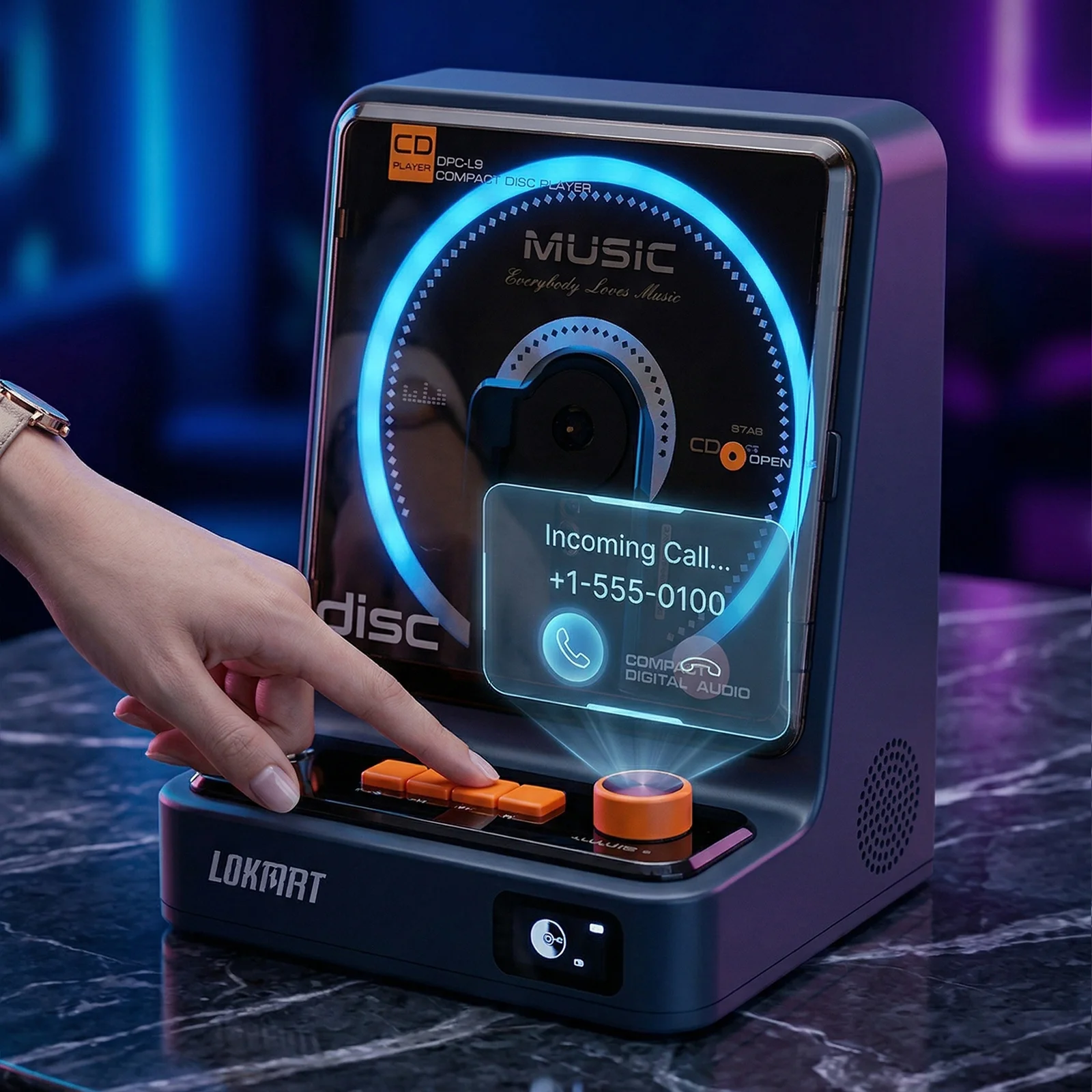 Audio Music Interface - LOKMAT Portable CD Player,Color-Changing Lighting Multi-Mode