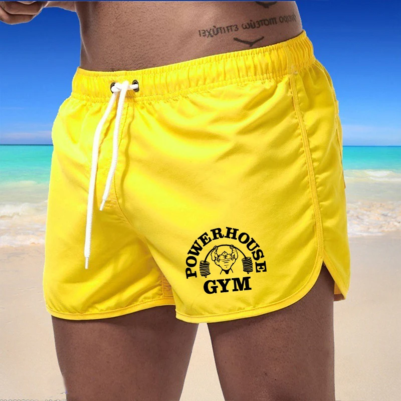 POWERHOUSE GYM Fitness Men\'s Shorts Fashion Sports Shorts Running Quick Drying Pants Summer Slim Fit Training Beach Pants