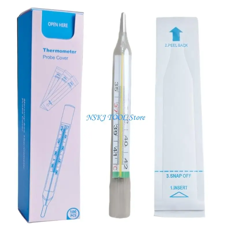 L8RC 100Pcs Thermometers Probe Cover Protectors Clear Temperature Sheath Sleeves