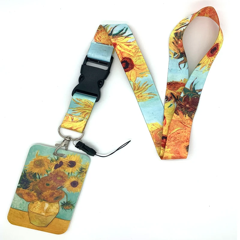 Starry Sky Sunflower Neck Strap Lanyard for Keys ID Card Gym USB Badge Holder Webbing Ribbons Art Oil Painting Van Gogh Lanyards