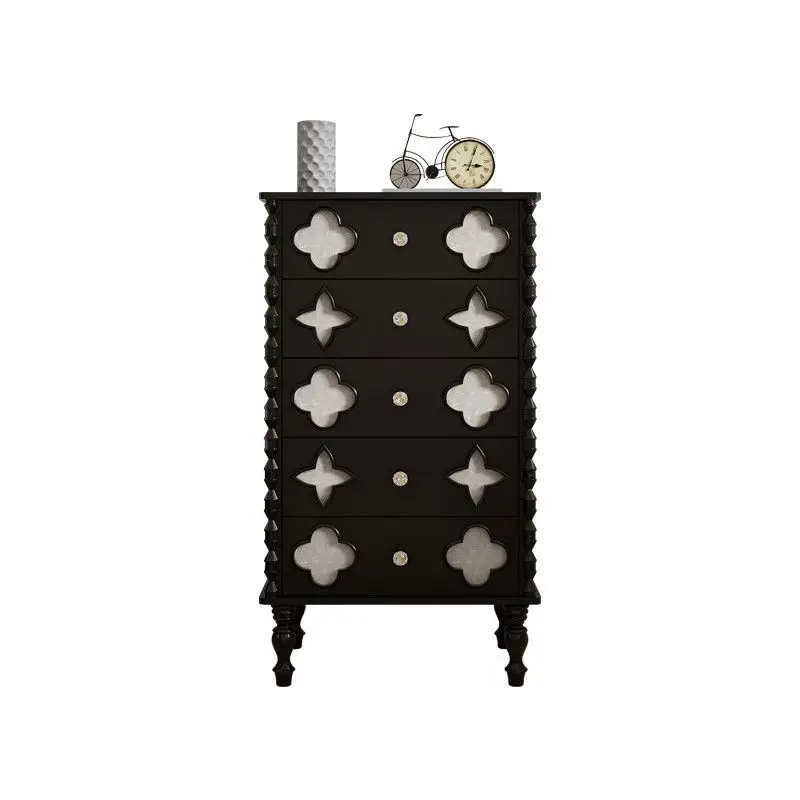 Комод во французском стиле ретро, легкий роскошный корпус, четырехлистный клевер, шкаф для хранения из цельного дерева, высококачественный шкаф для хранения в спальне