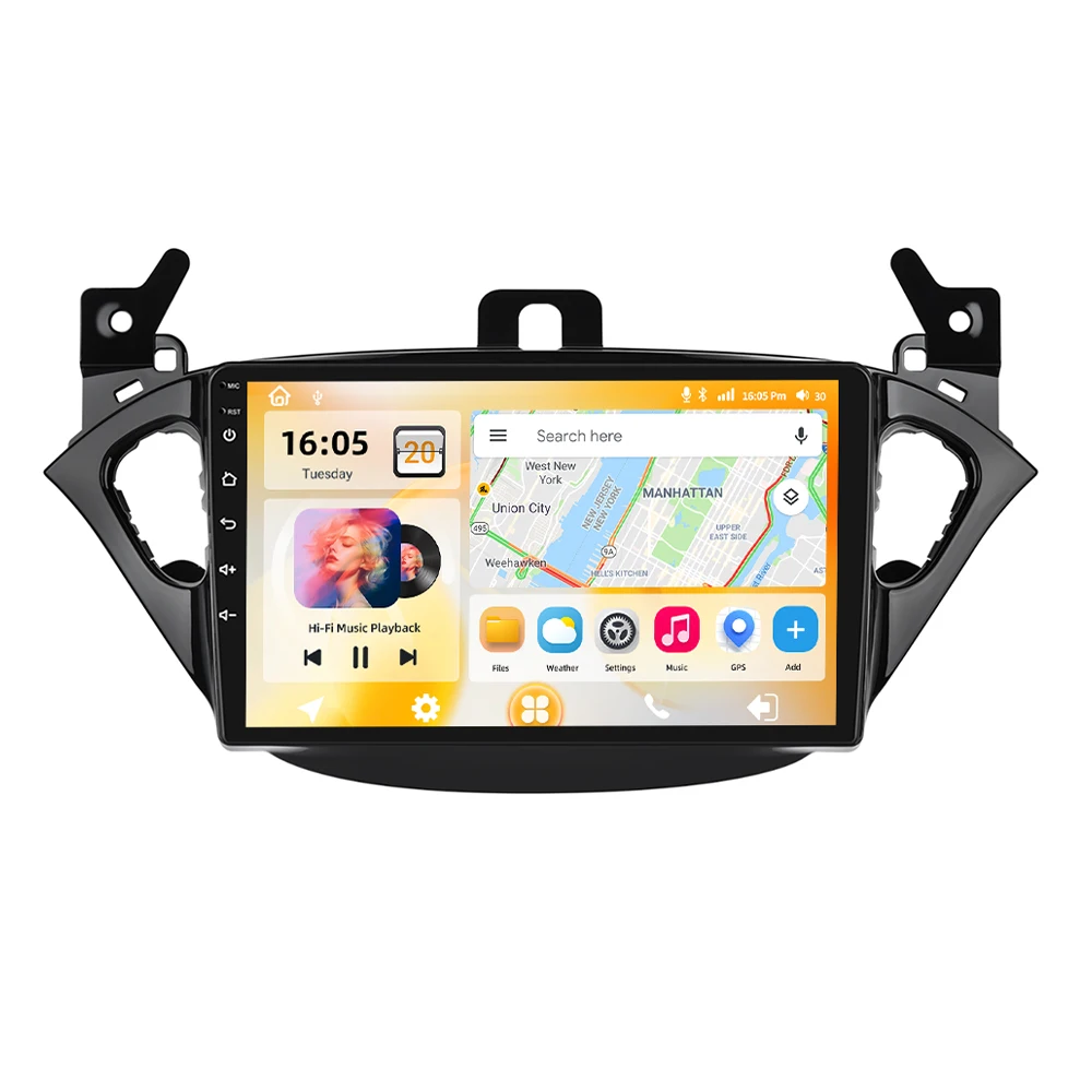 Podofo AI Voice 2din Android Autoradio Multimedia-Player für Opel Corsa 2015/Opel Adam 2013-2016 Carplay Autoradio GPS-Navigation Android Auto WIFI DSP FM-Empfänger RDS