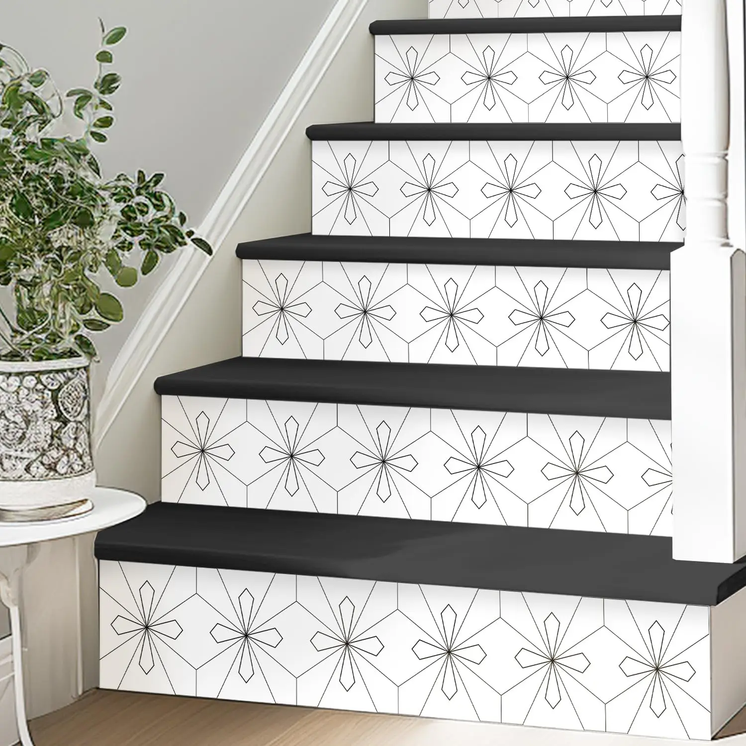 6/13pcs Self-Adhesive Stair Stickers Peel and Stick Vinyl Staircase Stickers Decals for Stair Steps Home Bathroom Floor Decor