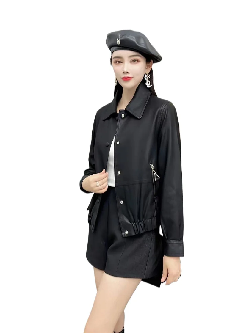 KMETRAM Real Sheepskin Leather Jacket Women Spring Autumn Short Women's Clothing Large Size Womens Coat 2024 Loose Jaqueta Couro