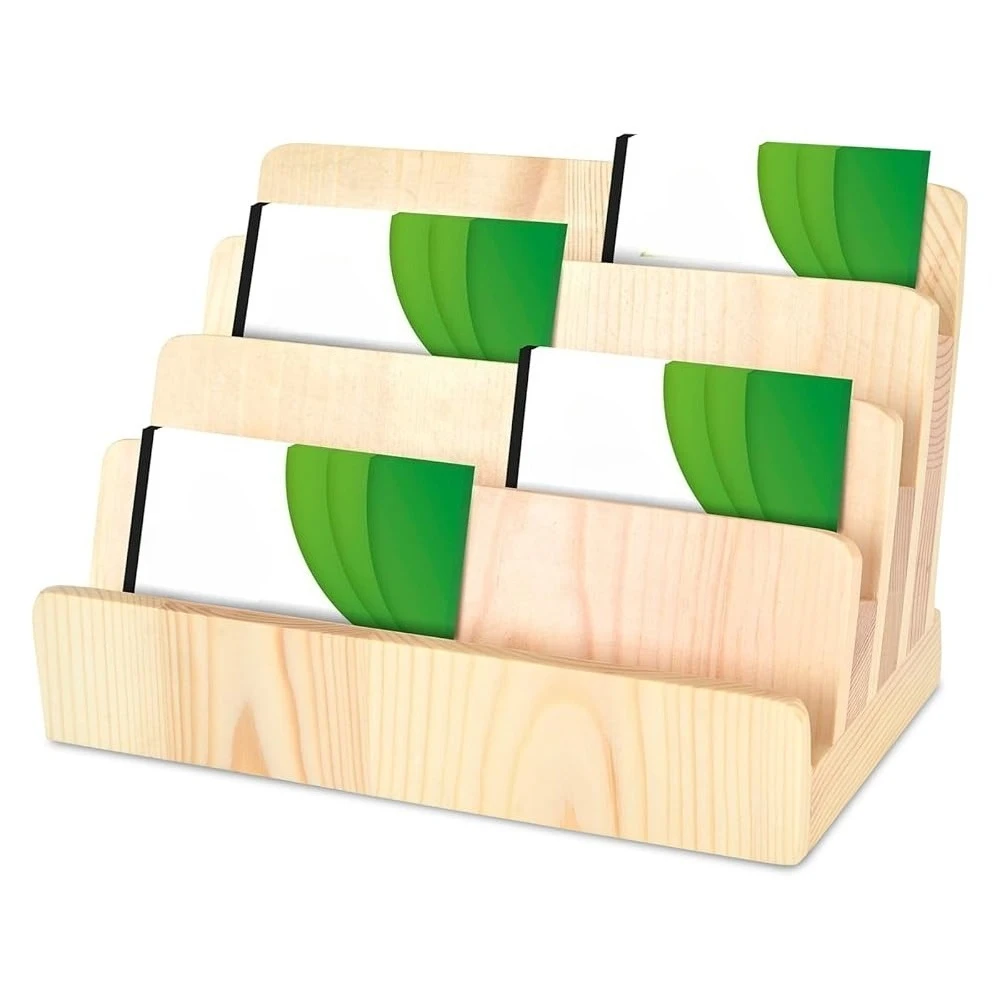 

Деревянная подставка для визиток на 4 уровня, держатель для визиток, органайзер для визиток, многофункциональный дисплей для визиток