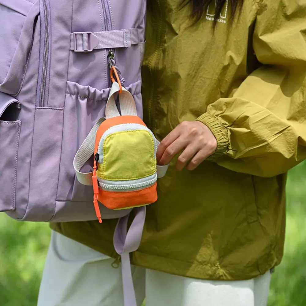 Fashion Colorful Mini Backpack Coin Purse Nylon Color-blocked Bag Shape Wallet Casual Korean Style Earphone Storage Bag Key Bag