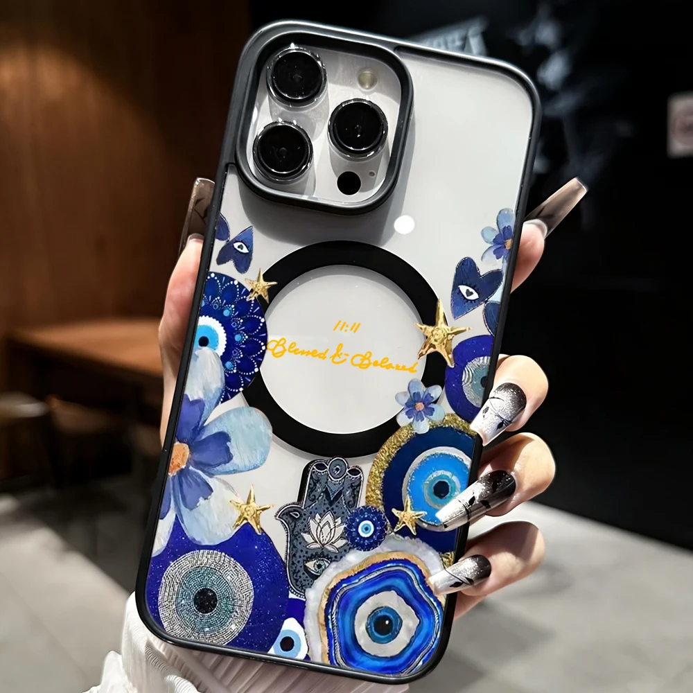 11:11 Evil Eye Ästhetische Klare Hülle für iPhone 17 16 11 12 15 Pro Max 13 14 Plus Hüllen für Magsafe Kabelloses Laden Drop Funda – Detail 1