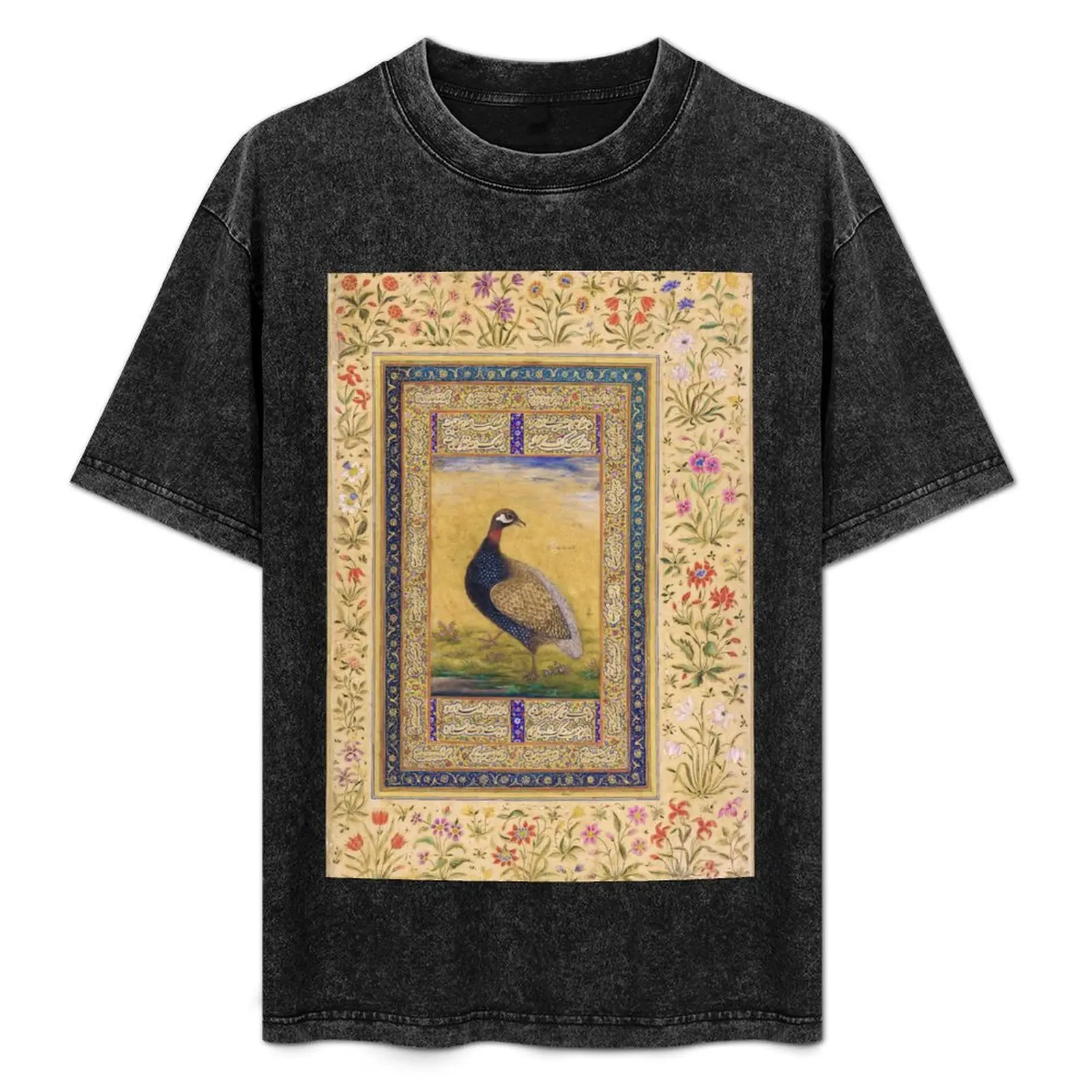 Mughal miniature. Black Francolin, by Muhammad. T-Shirt sports fans anime stuff baggy shirts black t shirts for men