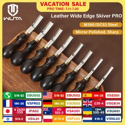 WUTA Professionale Ampio Edger Skiver Bordo Smussatore M390 Acciaio Pelle Skiving Diradamento Strumento di Taglio Manico in Ebano Rettifica Convessa