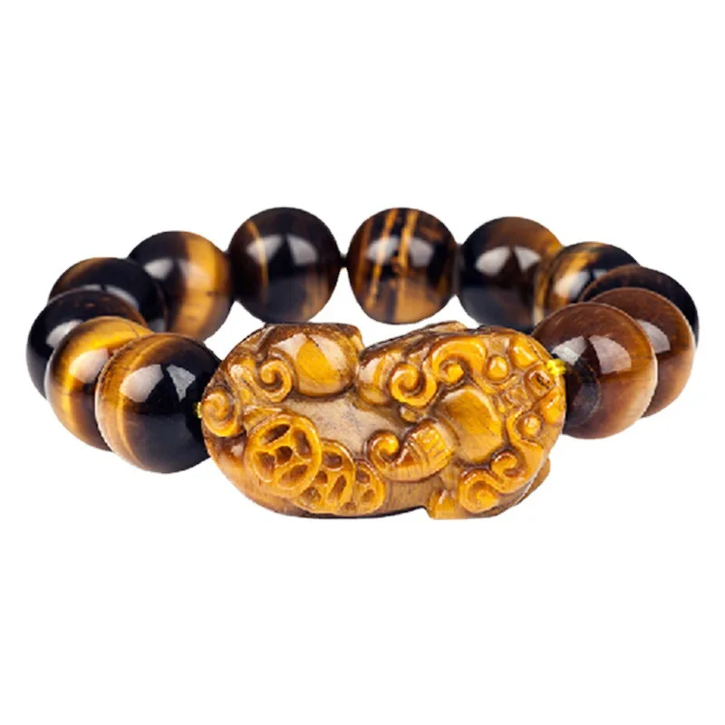

Yellow Tiger Eye Stone Bracelet Couple Color Tiger Eye Stone Pixiu Bracelet