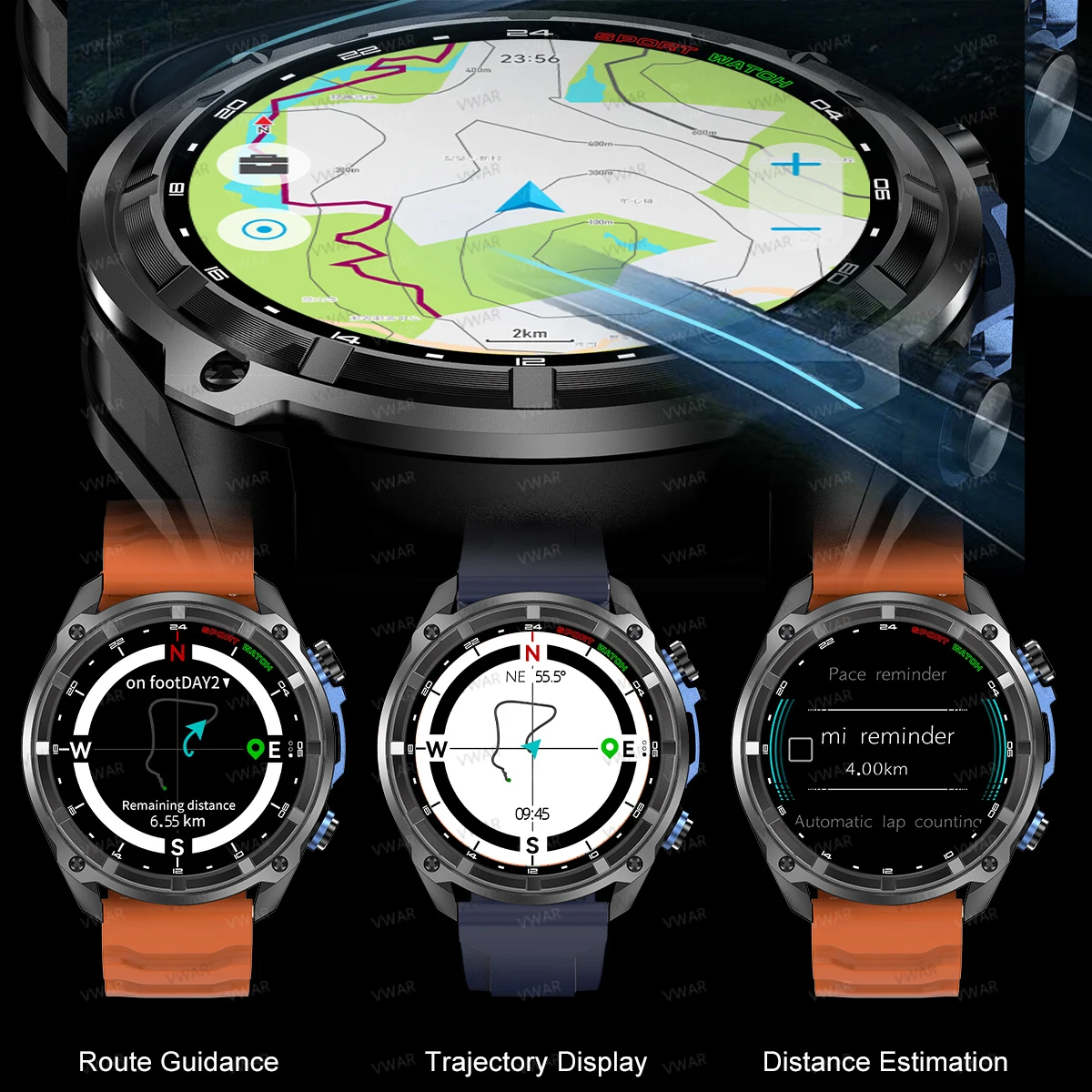 Nowy Smartwatch GPS z mapami offline, 4GB pamięci, odtwarzaczem wideo, wodoszczelnością 30m, wyświetlaczem AMOLED, idealny dla mężczyzn, do sportów militarnych i pływania, rok 2025.