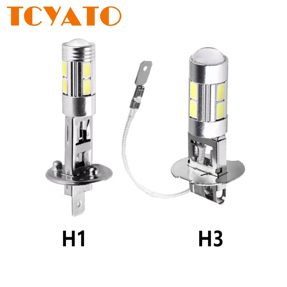 

TCYATO H3 H1 5630 10SMD 10LED Светодиодные фары дальнего света высокой яркости Противотуманные фары Белый свет