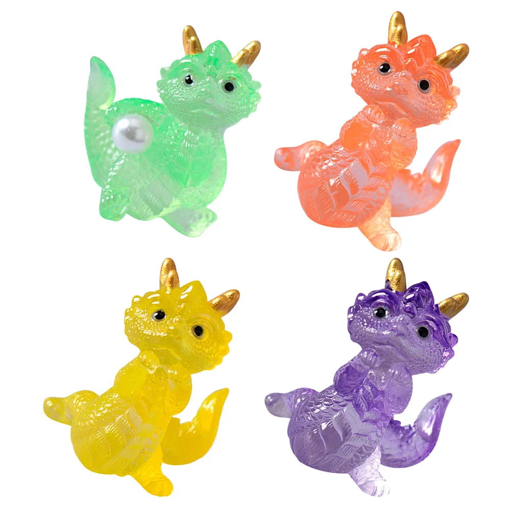 

4 Pcs Dragon Figurine Ornaments for Decoration Chinese Zodiac Micro Landscape Resin